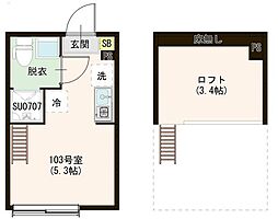 ハーモニーテラス戸越 ワンルームの間取図画像