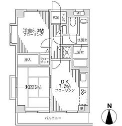 シュール梶ヶ谷 2DKの間取図画像