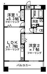 K.S柿生 2DKの間取図画像