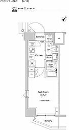 プラウドフラット登戸 1Kの間取図画像