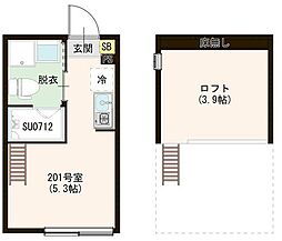 ハーモニーテラス戸越 ワンルームの間取図画像