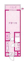フォンティーヌ多摩 1Kの間取図画像