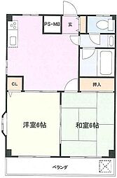 グリュックF88 2DKの間取図画像