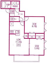 ブルーハイツ 2LDKの間取図画像