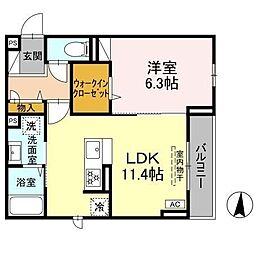 D Paina宿河原7 1LDKの間取図画像