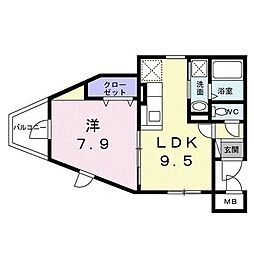 ヴァンベェール27 1LDKの間取図画像