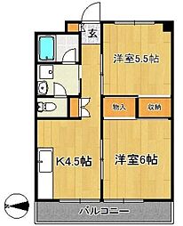 ダイヤモンドビル 2Kの間取図画像