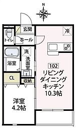 Luana二子 1LDKの間取図画像