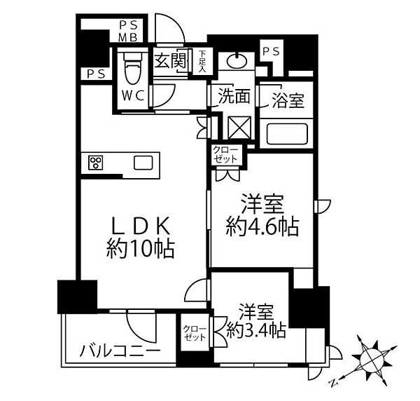 クリオラベルヴィ新富町 803｜東京都中央区新富２丁目(賃貸マンション2LDK・8階・43.04㎡)の写真 その2