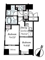 レックス赤坂レジデンス 5階2DKの間取り