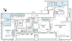 パークコート虎ノ門 21階2SLDKの間取り
