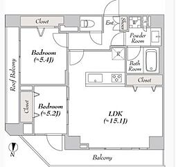 ルミーク大山(LUMIEC OHYAMA) 7階2LDKの間取り
