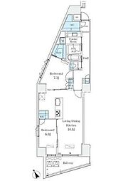 ル・アンドゥ南青山 9階2LDKの間取り