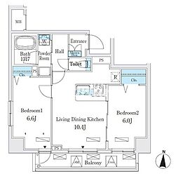 クラリティア板橋本町 4階2LDKの間取り