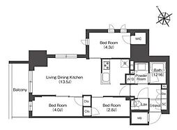 コンフォリア・リヴ板橋 10階3LDKの間取り
