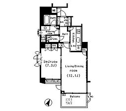 パークアクシス明治神宮前 3階1LDKの間取り