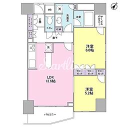 ラサンテ五反田（LaSante五反田） 3階2LDKの間取り