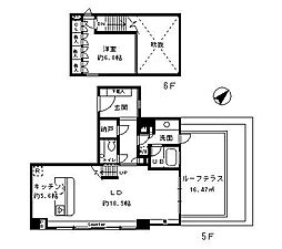 KDXレジデンス南青山 5階1LDKの間取り