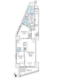 ル・アンドゥ南青山 11階2LDKの間取り