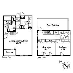 ミリアレジデンス乃木坂（旧ミルーム乃木坂） 5階2LDKの間取り