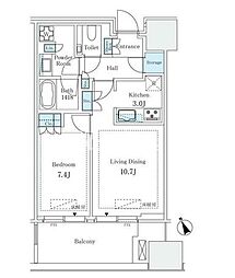 麻布台ヒルズレジデンスB棟 10階1LDKの間取り
