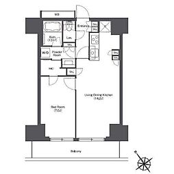 東京ポートシティ竹芝レジデンスタワー 15階1LDKの間取り