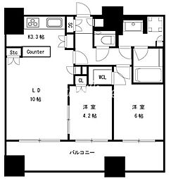 クラッシィスイート赤坂 11階2LDKの間取り