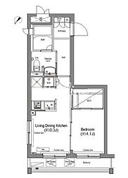 コンフォリア麻布台 3階1DKの間取り