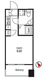 クレジデンス神谷町 13階ワンルームの間取り