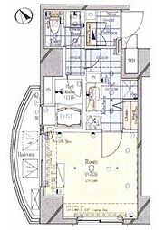コンシェリア芝公園D’s 5階1Kの間取り