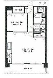 南青ハイツ 2階1LDKの間取り