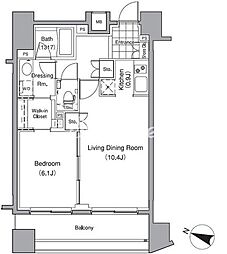 パークハビオ赤坂氷川町 5階2LDKの間取り