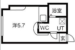コンテル西五反田 3階ワンルームの間取り