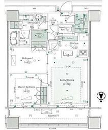 ワールドタワーレジデンス（WORLD TOWER RESIDENCE） 38階2LDKの間取り