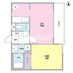 リュエル神宮前 202 2階1LDKの間取り