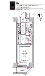 リルシア品川中延（ＲＥＬＵＸＩＡ品川中延） 4階1Kの間取り