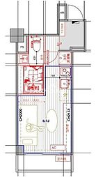 ＧＳハイム芝大門 6階ワンルームの間取り