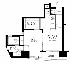 デュオスカーラ虎ノ門 1DKの間取図画像