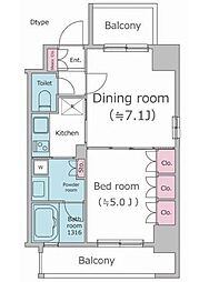 PARKFLATS渋谷代官山 1DKの間取図画像