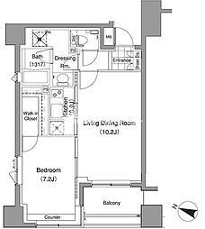 パークハビオ赤坂氷川町 1LDKの間取図画像