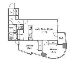 ルネパルティーレ汐留 2LDKの間取図画像