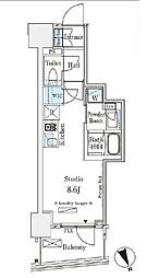 パークナードフィット南青山Vista ワンルームの間取図画像