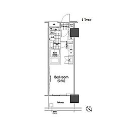 パークハビオ赤坂タワー ワンルームの間取図画像