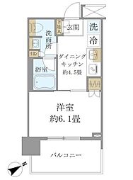 ブリリアタワー浜離宮 1DKの間取図画像