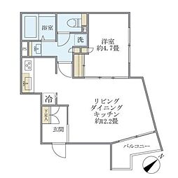 エクサムアカサカ(EXAM AKASAKA) 1LDKの間取図画像