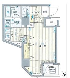 フォレシティ六本木 1Kの間取図画像