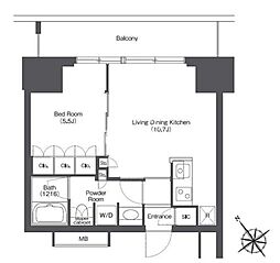 東京ポートシティ竹芝レジデンスタワー 1LDKの間取図画像