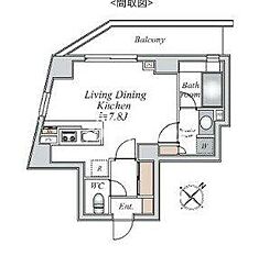 セントラルクリブ六本木2 ワンルームの間取図画像