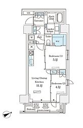 Parknadefit南青山Garden 2LDKの間取図画像