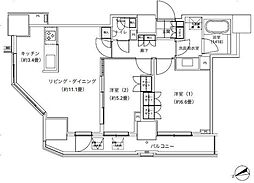 ParkCube愛宕山タワー 2LDKの間取図画像